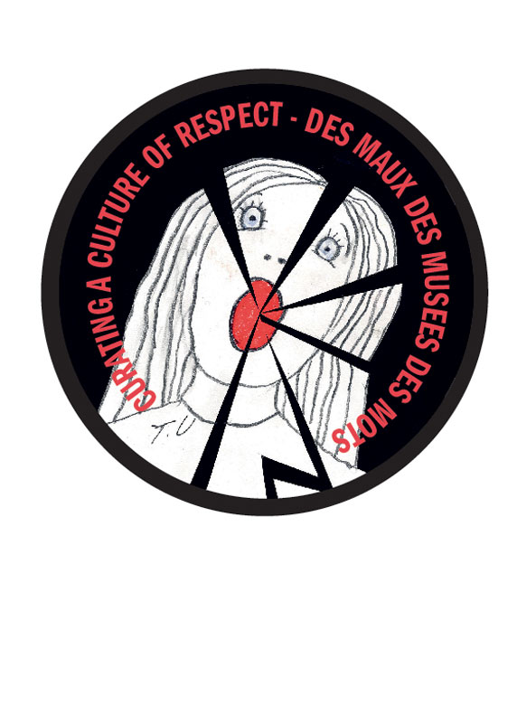 Dessin réalisé par Tomi Ungerer pour le projet "Des maux, des musées, des mots" a été transformé en badge et distribué à tous les jeunes participants du projet. Musées de Strasbourg